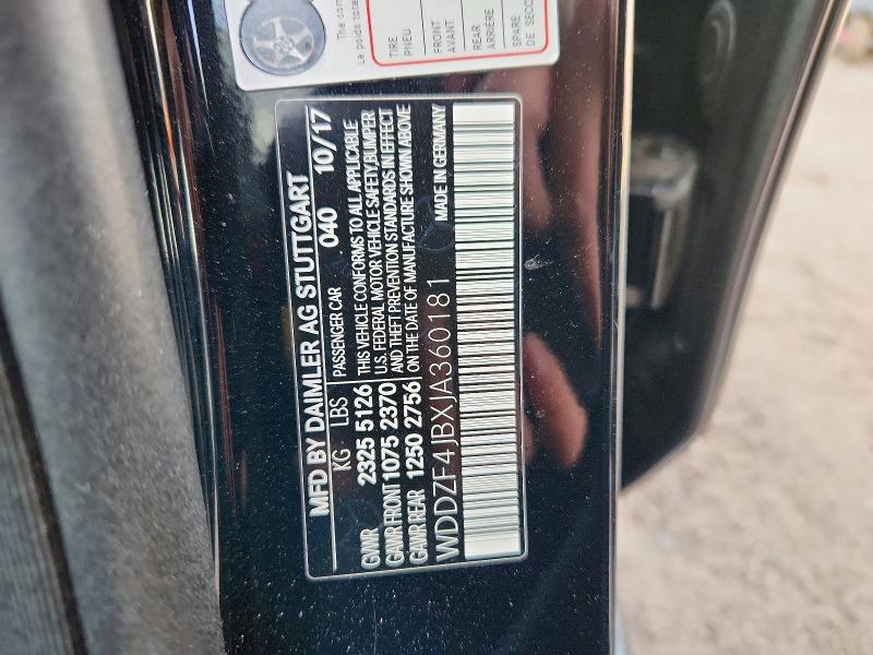 2018 Mercedes-benz E მანქანა იყიდება აუქციონზე, vin: WDDZF4JBXJA360181, აუქციონის ნომერი: 75668455
