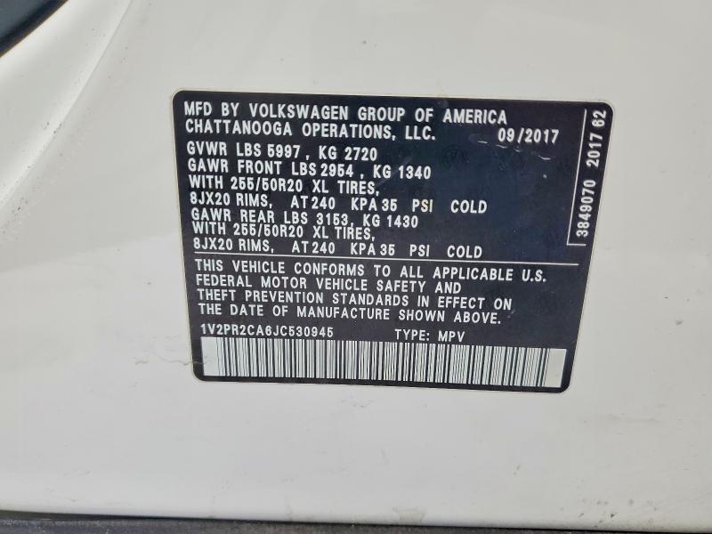 Aukcja sprzedaży 2018 Volkswagen Atlas, vin: 1V2PR2CA6JC530945, numer aukcji: 74629185