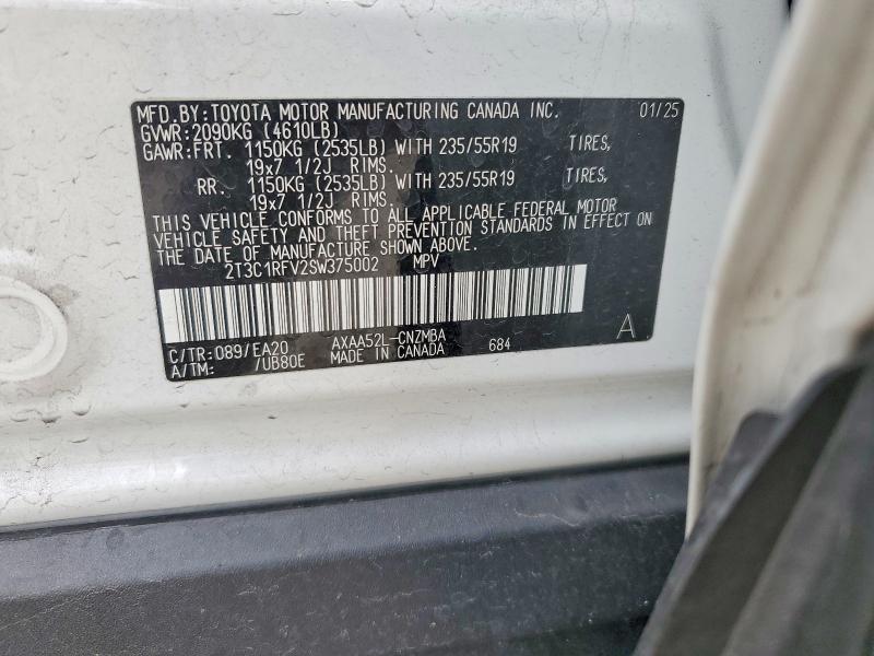 78648155 :رقم المزاد ، 2T3C1RFV2SW375002 vin ، 2025 Toyota Rav4 مزاد بيع