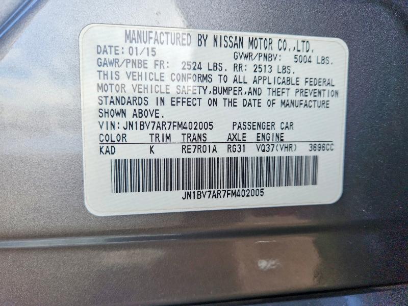 Aukcja sprzedaży 2015 Infiniti Q50, vin: JN1BV7AR7FM402005, numer aukcji: 75845465