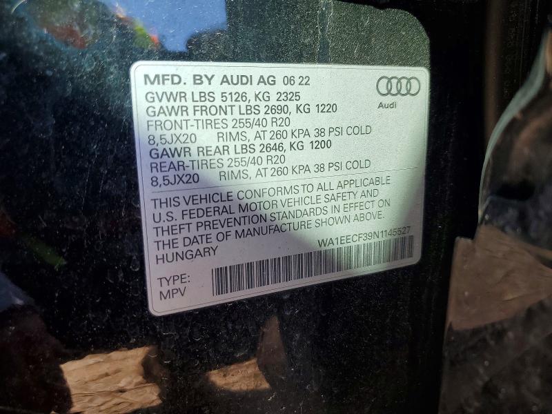 79000725 :رقم المزاد ، WA1EECF39N1145527 vin ، 2022 Audi Q3 مزاد بيع