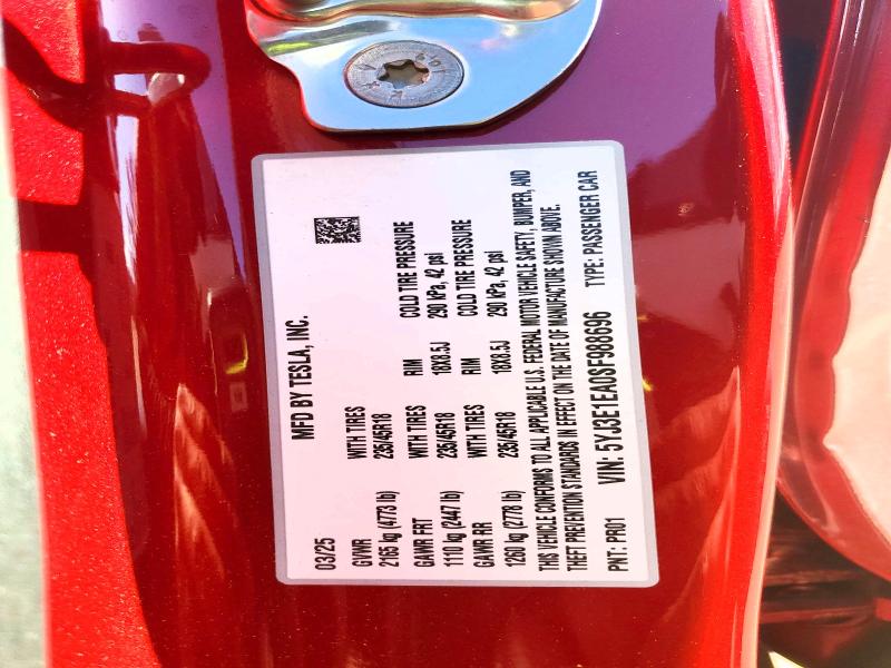 Продажа на аукционе авто 2025 Tesla Model 3, vin: 5YJ3E1EA0SF988696, номер лота: 77391755