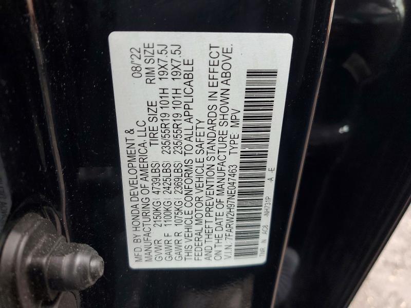 76783505 :رقم المزاد ، 7FARW2H97NE047463 vin ، 2022 Honda Cr-v مزاد بيع
