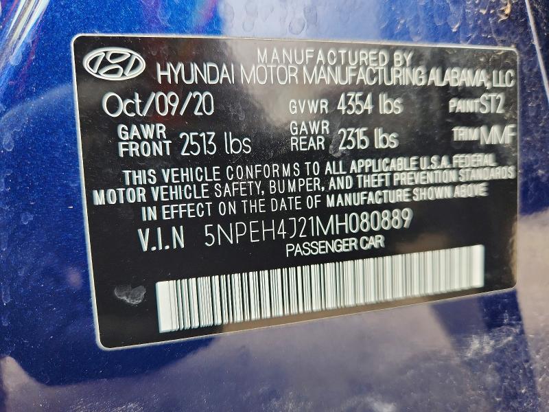 Продажа на аукционе авто 2021 Hyundai Sonata, vin: 5NPEH4J21MH080889, номер лота: 77938835