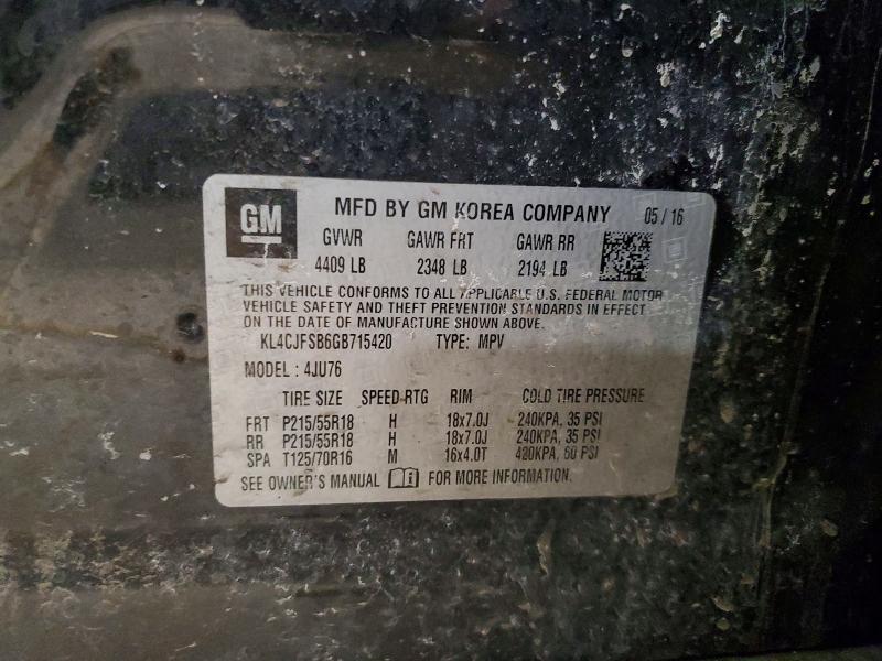 Auction sale of the 2016 Buick Encore, vin: KL4CJFSB6GB715420, lot number: 78487455