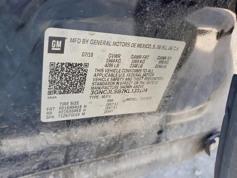 Aukcja sprzedaży 2019 Chevrolet Trax, vin: 3GNCJLSB7KL133104, numer aukcji: 77200285