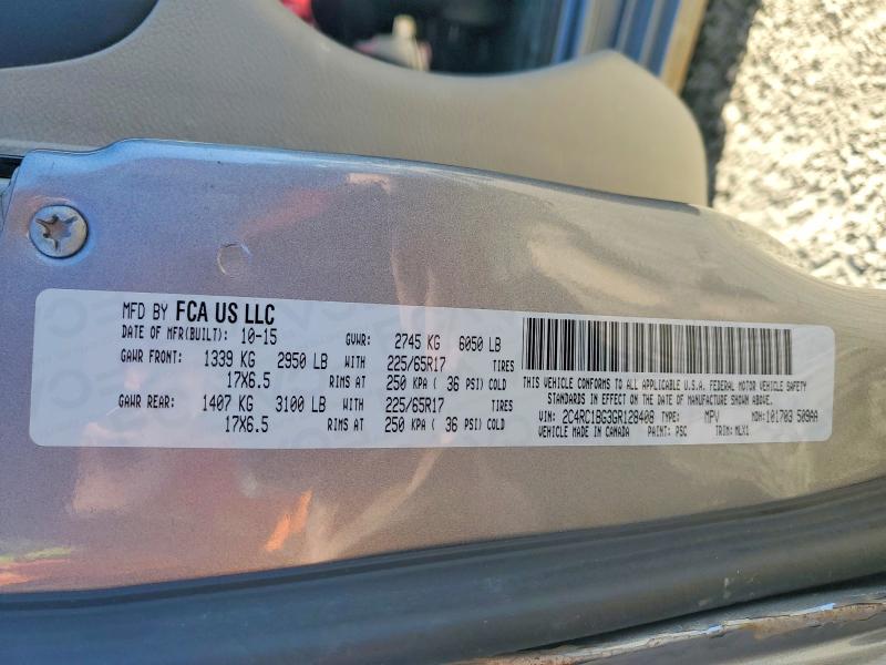 2016 Chrysler Town & Country მანქანა იყიდება აუქციონზე, vin: 2C4RC1BG3GR128408, აუქციონის ნომერი: 76966865