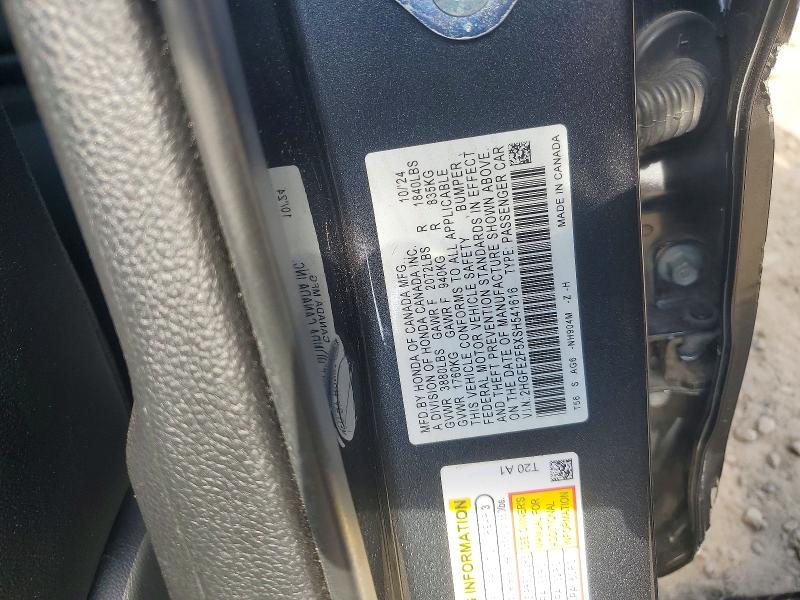 Продаж на аукціоні авто 2025 Honda Civic, vin: 2HGFE2F5XSH541616, номер лоту: 78141705