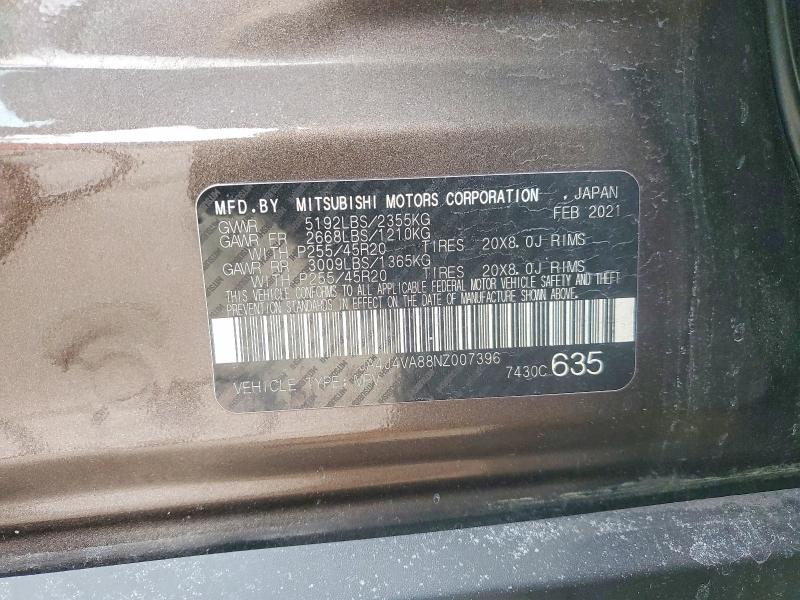 Продаж на аукціоні авто 2022 Mitsubishi Outlander, vin: JA4J4VA88NZ007396, номер лоту: 76909725