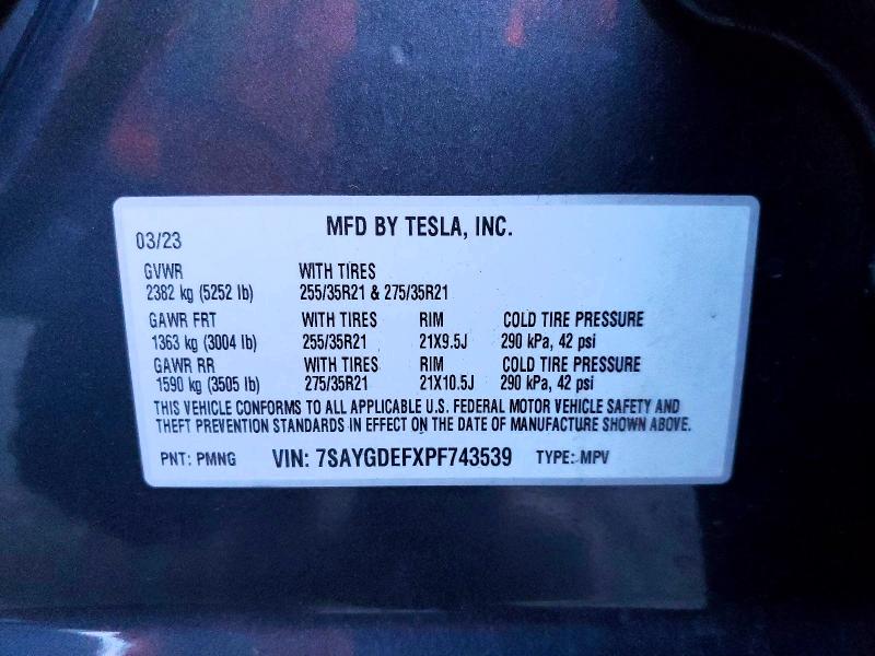 Aukcja sprzedaży 2023 Tesla Model Y, vin: 7SAYGDEFXPF743539, numer aukcji: 75833655