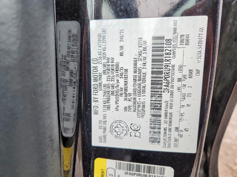Продажа на аукционе авто 2020 Ford Fusion, vin: 3FA6P0RU9LR182108, номер лота: 76582735