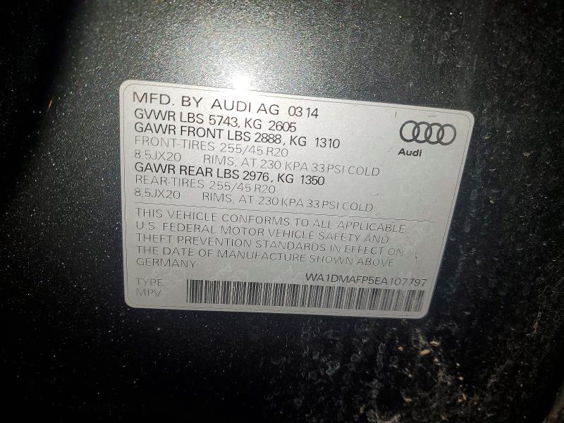 Продажа на аукционе авто 2014 Audi Q5, vin: WA1DMAFP5EA107797, номер лота: 77956655