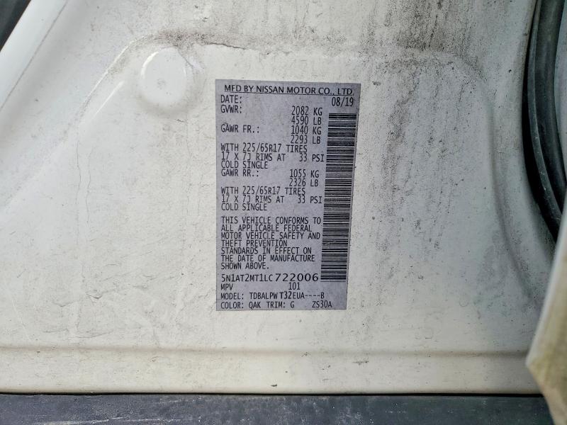 2020 Nissan Rogue მანქანა იყიდება აუქციონზე, vin: 5N1AT2MT1LC722006, აუქციონის ნომერი: 76772235