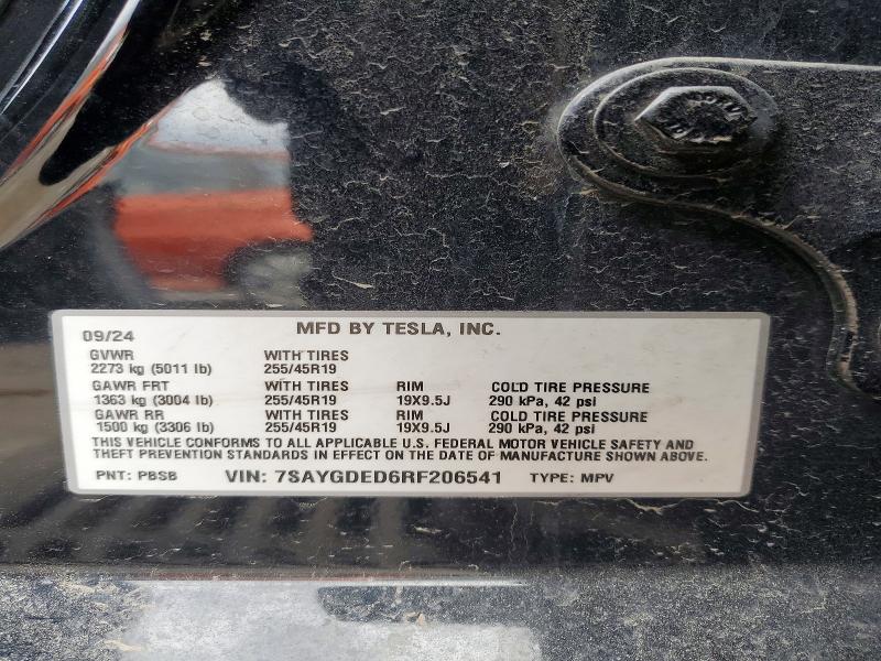 Aukcja sprzedaży 2024 Tesla Model Y, vin: 7SAYGDED6RF206541, numer aukcji: 76371585