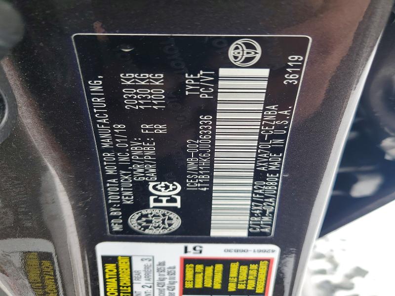 Продаж на аукціоні авто 2018 Toyota Camry Le 4dr, vin: 4T1B11HK6JU063336, номер лоту: 74802155