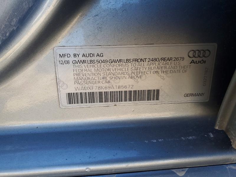 79262305 :رقم المزاد ، WAUXF78K69A185672 vin ، 2009 Audi A4 مزاد بيع