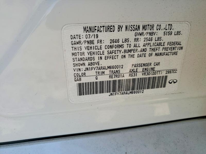 Продажа на аукционе авто 2020 Infiniti Q50, vin: JN1FV7AR4LM660012, номер лота: 77224805