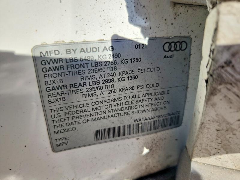 Продаж на аукціоні авто 2021 Audi Q5, vin: WA1AAAFY8M2054672, номер лоту: 76330185