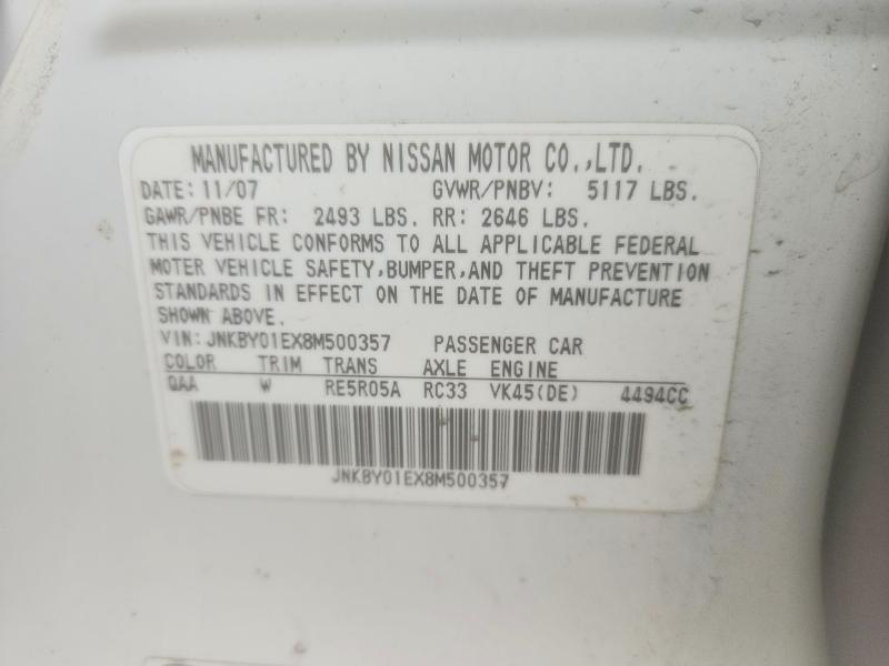Продаж на аукціоні авто 2008 Infiniti M45, vin: JNKBY01EX8M500357, номер лоту: 78192415