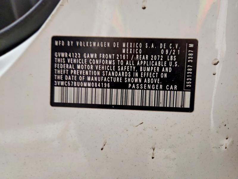 76280365 :رقم المزاد ، 3VWC57BU0MM084196 vin ، 2021 Volkswagen Jetta مزاد بيع