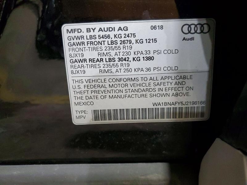 78454265 :رقم المزاد ، WA1BNAFY5J2198166 vin ، 2018 Audi Q5 مزاد بيع