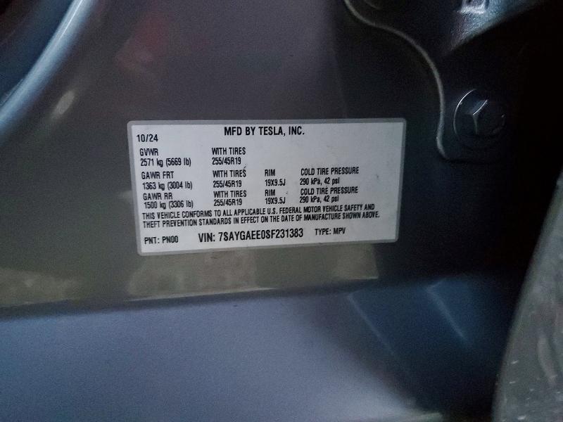 Aukcja sprzedaży 2025 Tesla Model Y, vin: 7SAYGAEE0SF231383, numer aukcji: 78126385