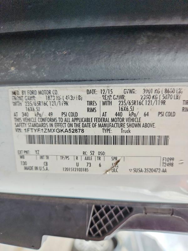 2016 Ford Transit მანქანა იყიდება აუქციონზე, vin: 1FTYE1ZMXGKA52878, აუქციონის ნომერი: 46403726
