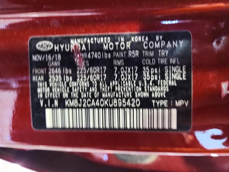 Продаж на аукціоні авто 2019 Hyundai Tucson, vin: KM8J2CA40KU895420, номер лоту: 77232025