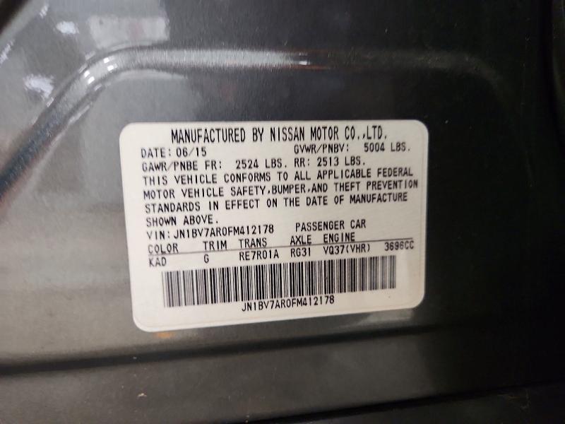 77352505 :رقم المزاد ، JN1BV7AR0FM412178 vin ، 2015 Infiniti Q50 Base مزاد بيع