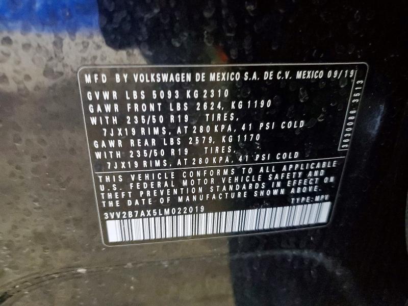 Продаж на аукціоні авто 2020 Volkswagen Tiguan, vin: 3VV2B7AX5LM022019, номер лоту: 74622375