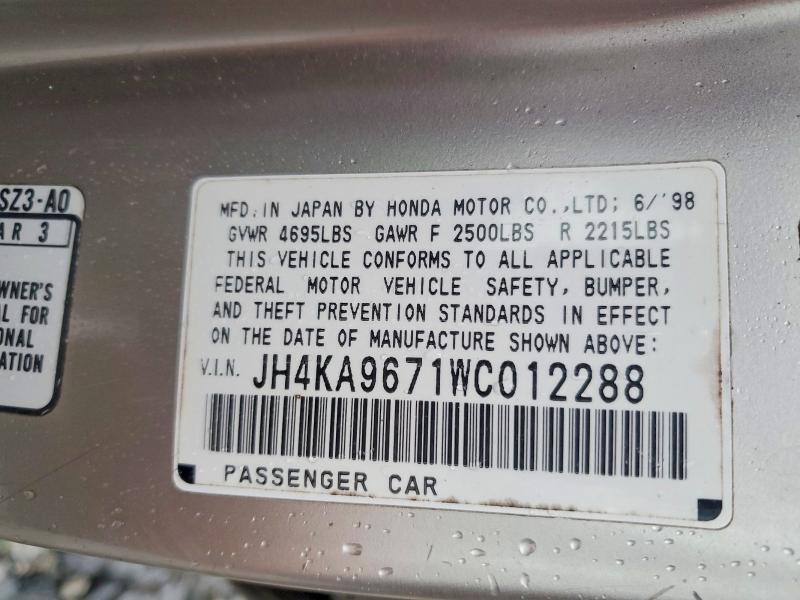Aukcja sprzedaży 1998 Acura 3.5rl, vin: JH4KA9671WC012288, numer aukcji: 76060995