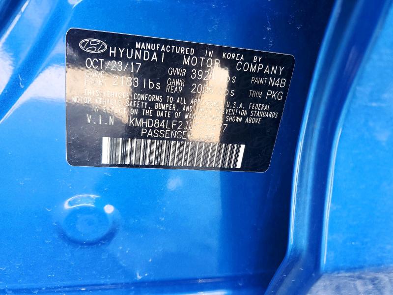 78777005 :رقم المزاد ، KMHD84LF2JU578477 vin ، 2018 Hyundai Elantra مزاد بيع