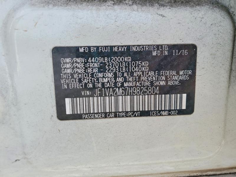 Aukcja sprzedaży 2017 Subaru Wrx, vin: JF1VA2M67H9825804, numer aukcji: 78033775