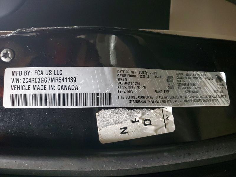 78245445 :رقم المزاد ، 2C4RC3GG7MR541139 vin ، 2021 Chrysler Pacifica مزاد بيع