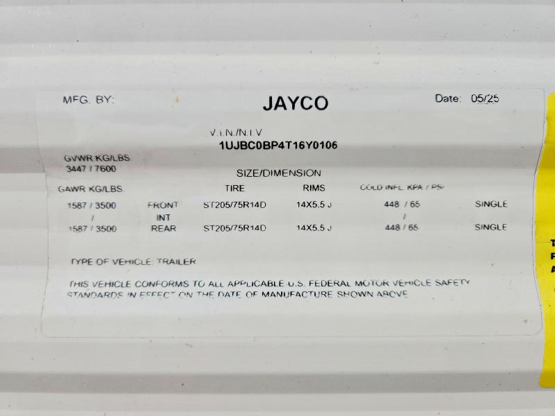 75930825 :رقم المزاد ، 1UJBC0BP4T16Y0106 vin ، 2026 Jay Flight مزاد بيع