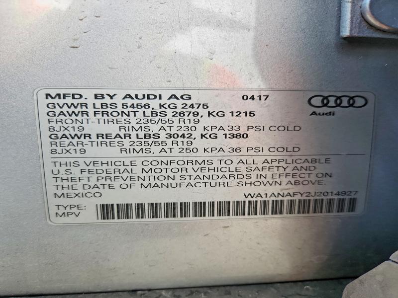 Продаж на аукціоні авто 2018 Audi Q5, vin: WA1ANAFY2J2014927, номер лоту: 76956085