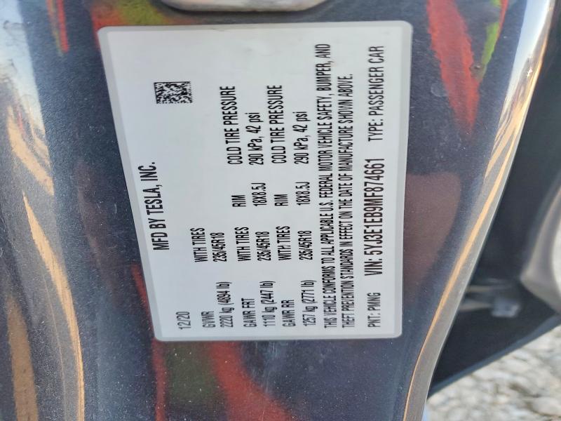 Aukcja sprzedaży 2021 Tesla Model 3, vin: 5YJ3E1EB9MF874661, numer aukcji: 73825925