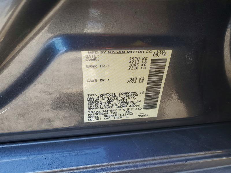 2015 Nissan Altima მანქანა იყიდება აუქციონზე, vin: 1N4AL3AP6FC155710, აუქციონის ნომერი: 76551035
