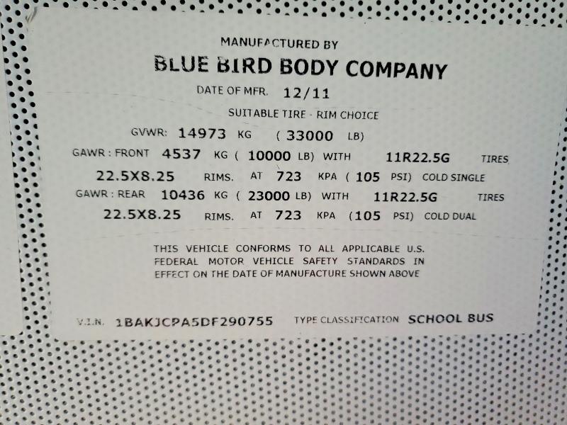 Продаж на аукціоні авто 2013 Blue Bird School Bus, vin: 1BAKJCPA5DF290755, номер лоту: 76005775