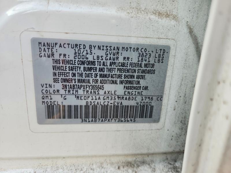 Aukcja sprzedaży 2015 Nissan Sentra, vin: 3N1AB7APXFY365645, numer aukcji: 74937325