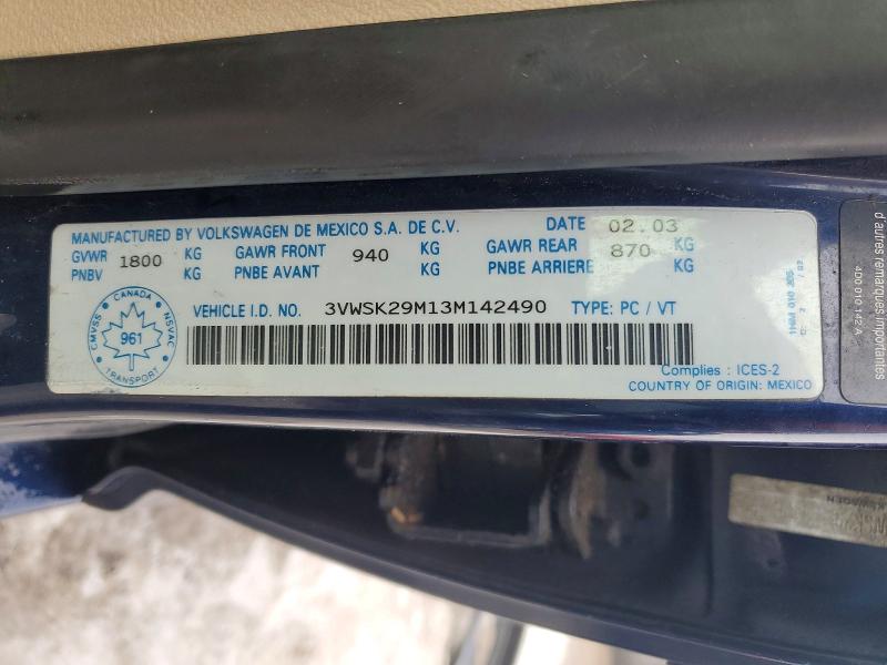 Продаж на аукціоні авто 2003 Volkswagen Jetta, vin: 3VWSK29M13M142490, номер лоту: 77354895