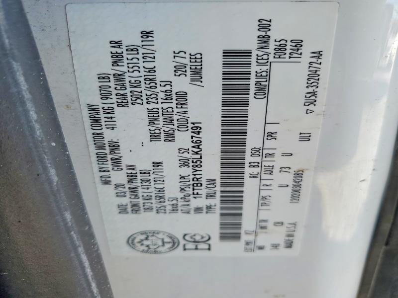 Auction sale of the 2020 Ford Transit, vin: 1FTBR1Y85LKA67491, lot number: 76549715
