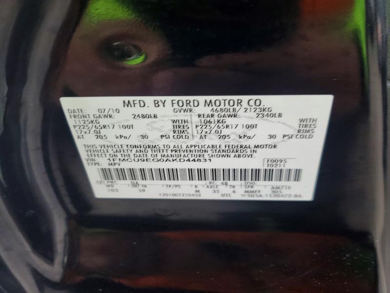 78451165 :رقم المزاد ، 1FMCU9EG0AKD44831 vin ، 2010 Ford Escape مزاد بيع
