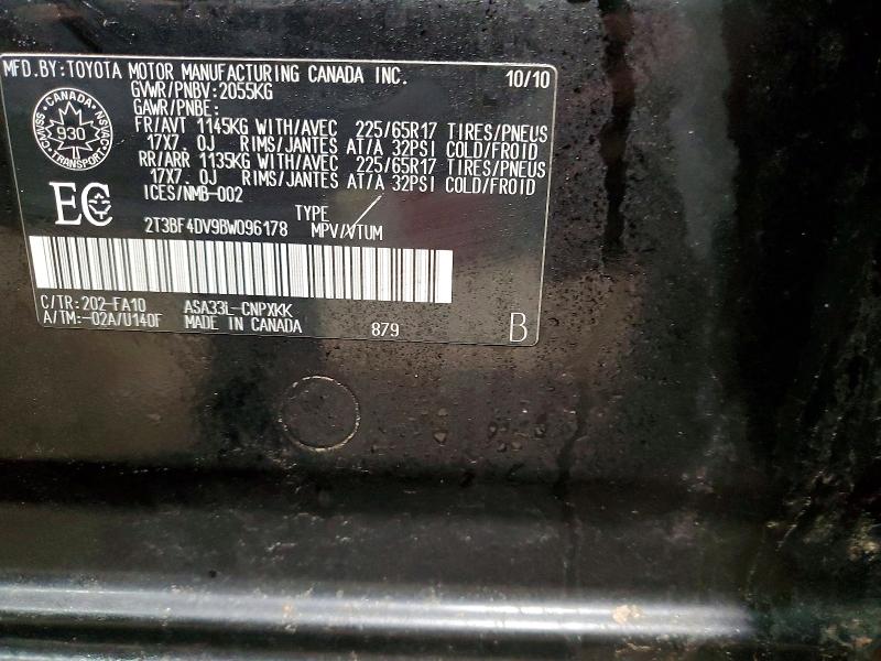 Aukcja sprzedaży 2011 Toyota Rav4, vin: 2T3BF4DV9BW096178, numer aukcji: 78271865