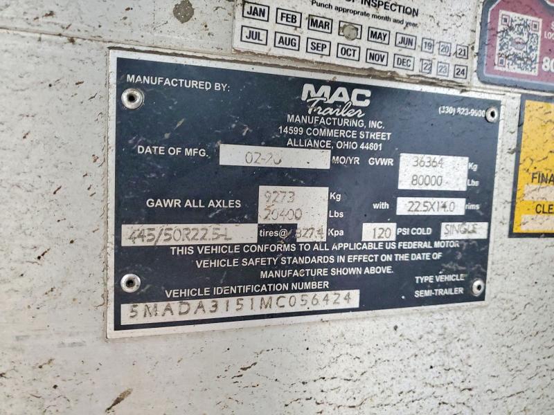 Aukcja sprzedaży 2021 Mac Unknown, vin: 5MADA3151MC056424, numer aukcji: 97493415