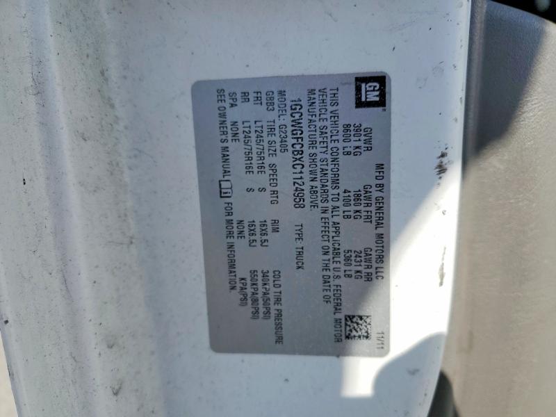 Aukcja sprzedaży 2012 Chevrolet Express 2500, vin: 1GCWGFCBXC1124958, numer aukcji: 78430175