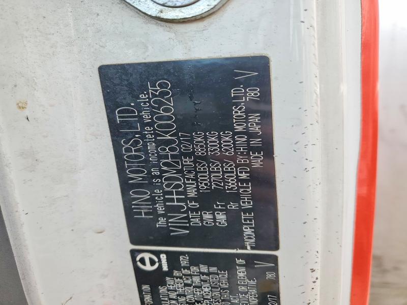 77079225 :رقم المزاد ، JHHSDM2H8JK006235 vin ، 2018 Hino 195 مزاد بيع