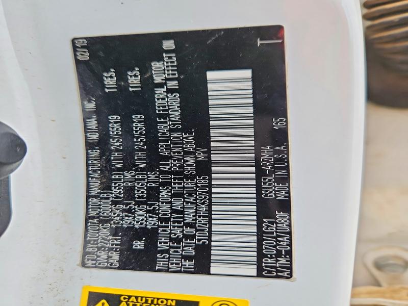 2019 Toyota Highlander მანქანა იყიდება აუქციონზე, vin: 5TDJZRFH4KS970185, აუქციონის ნომერი: 76344495