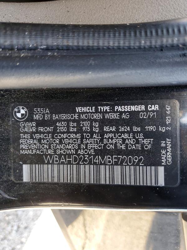 1991 Bmw 3 Series 323i მანქანა იყიდება აუქციონზე, vin: WBAHD2314MBF72092, აუქციონის ნომერი: 77238055