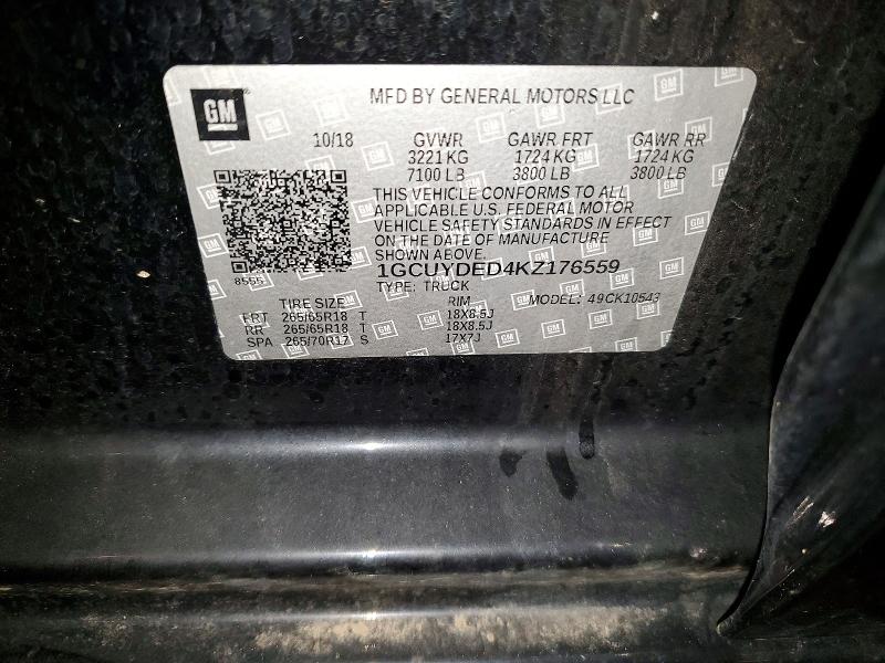 Aukcja sprzedaży 2019 Chevrolet Silverado, vin: 1GCUYDED4KZ176559, numer aukcji: 77904155